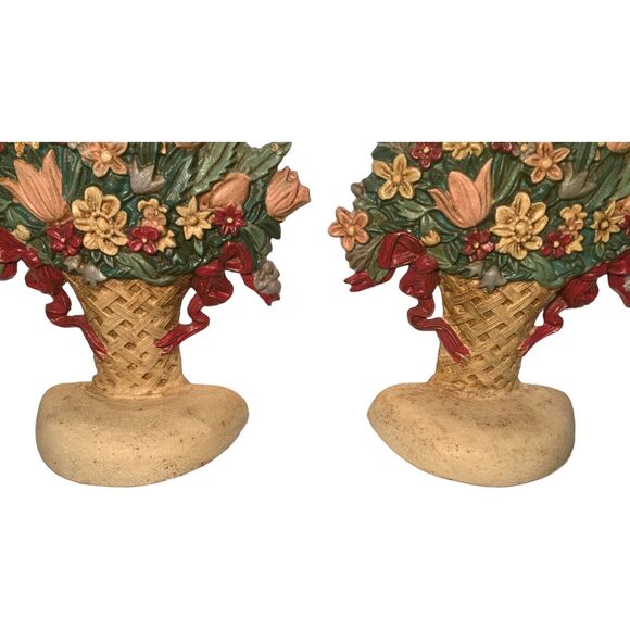 VTG Midwest Importers of Cannon Falls BASKET OF FLOWERS 8" Doorstop Cast Iron - Picture 6 of 9